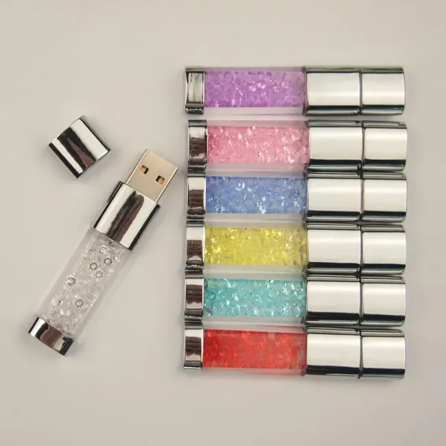 Creative Crystal&LED Light Pendrive 2.0 USB Flash Pen Drive 128mb 4gb 8gb Memory Stick 16gb 32gb Wedding Gift 128GB Memory Card