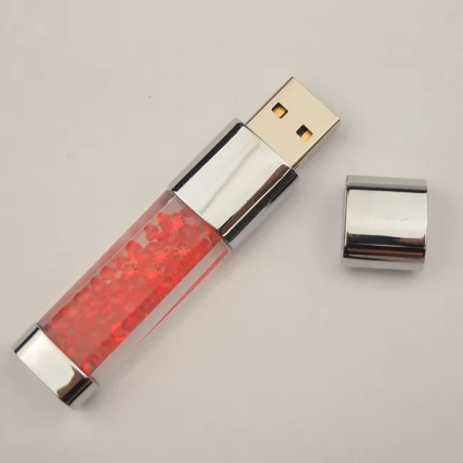 Creative Crystal&LED Light Pendrive 2.0 USB Flash Pen Drive 128mb 4gb 8gb Memory Stick 16gb 32gb Wedding Gift 128GB Memory Card