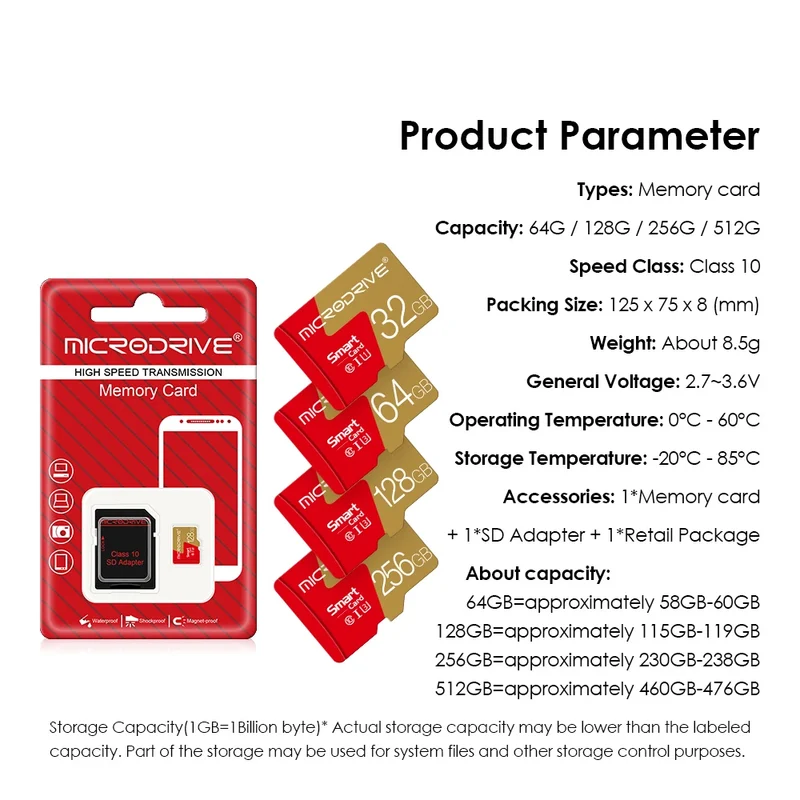 Memory Card 128gb 256gb Class 10 Micro tf SD Card 32gb 16gb 8GB 4GB Flash Cards mini sd TF card mini sd card with card reader