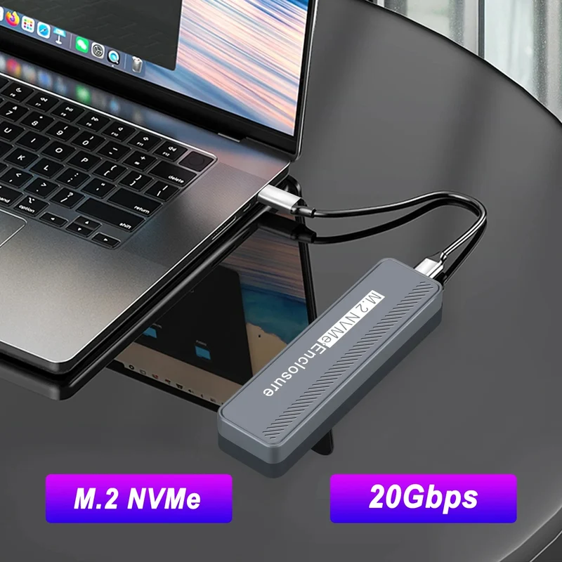 20Gbps NVMe M.2 SSD Enclosure NVMe NGFF PCIe M.2 SSD Case Portable USB C 3.2Gen2 External Adapter for Macbook PC Hard Disk Box