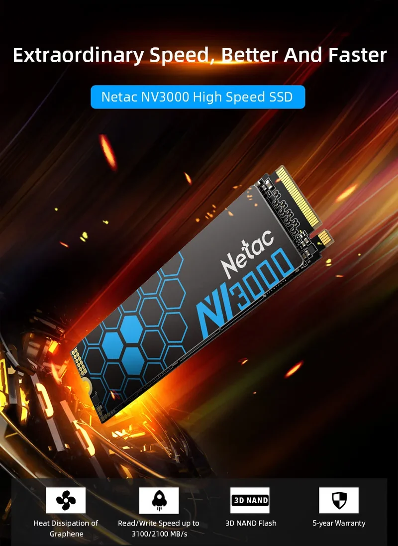 Netac NV3000 SSD M2 NVMe 3500MB/s PCIe 3.0 HD 250GB 500GB 1TB 2TB M.2 Hard Disk Internal Solid State Drive for Desktop Laptop