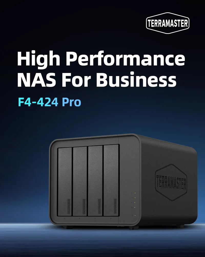 TERRAMASTER F4-424 Pro NAS Storage – 4Bay Core i3 8-Core 8-Thread CPU, 32GB DDR5 RAM, Network Attached Storage (Diskless)