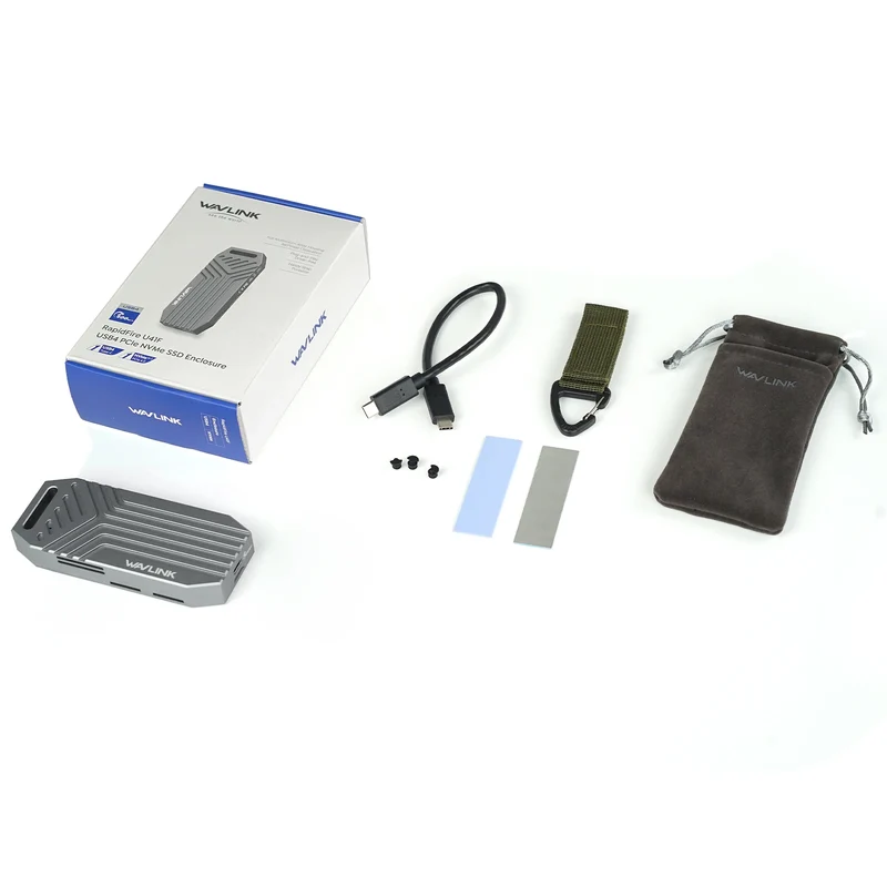 WAVLINK 40Gbps M.2 PCIe NVMe SSD Enclosure USB4 External Hard Drive Enclosure For B+M/M-Key Thunderbolt 4/3/USB4/USB3.2 SSD Case
