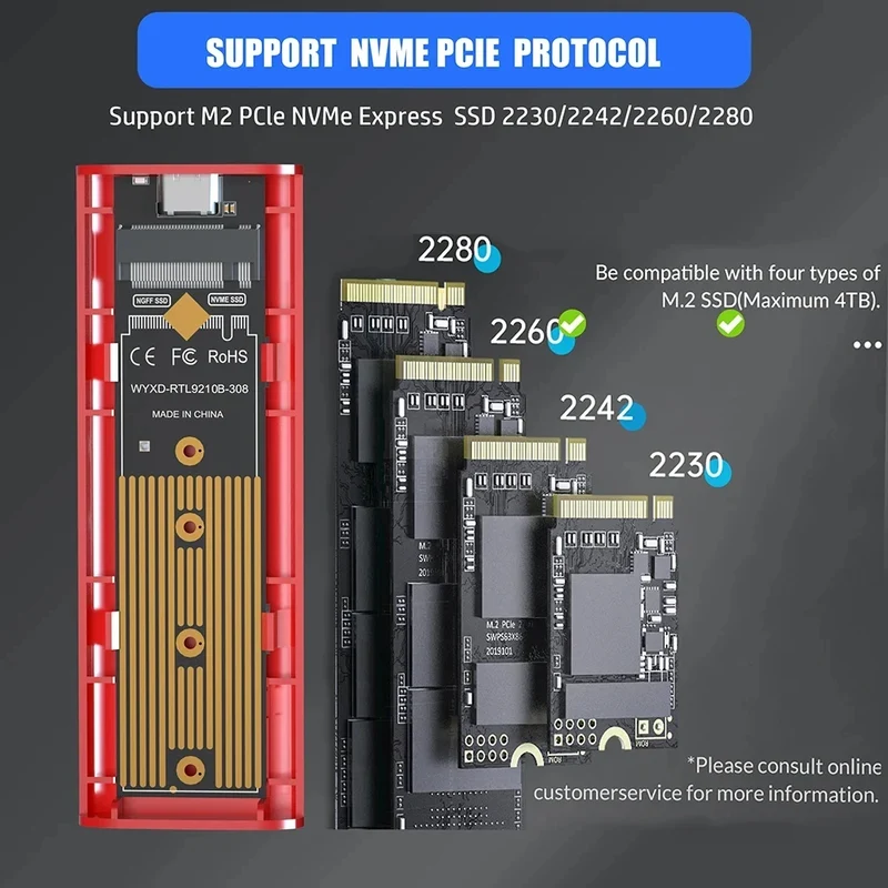 M2 NVMe SATA SSD Case 10Gbps SSD Box M.2 NVME NGFF SSD to USB 3.1 Enclosure Type-A to Type-C Cable for M.2 SSD PC Accessories