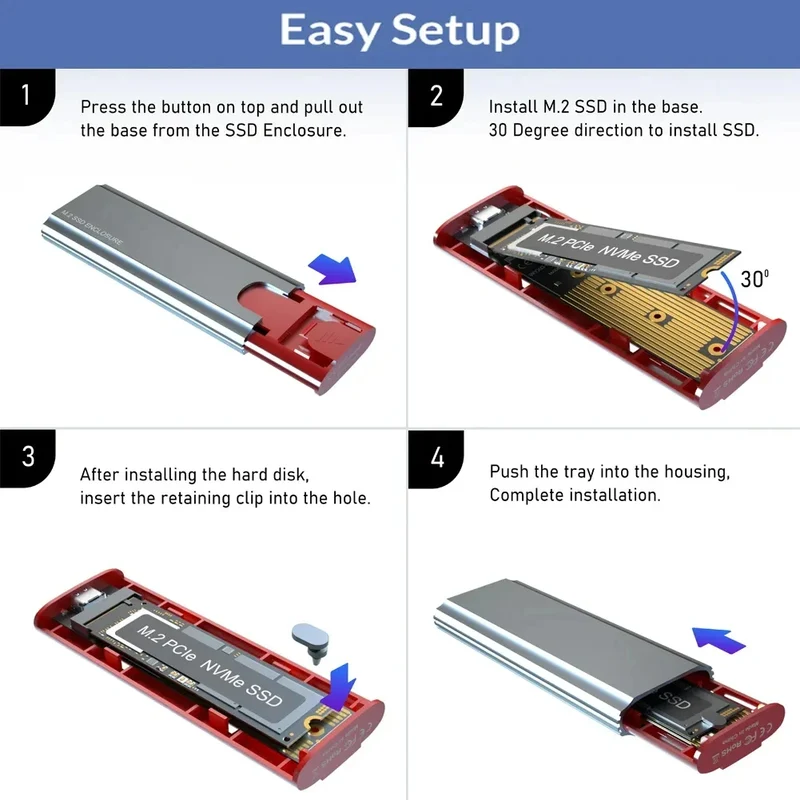 M2 NVMe SATA SSD Case 10Gbps SSD Box M.2 NVME NGFF SSD to USB 3.1 Enclosure Type-A to Type-C Cable for M.2 SSD PC Accessories