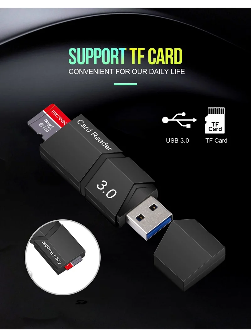 Usb 3.0 / 2.0 Flash TF Memory Card Reader / Micro Mini SD Card Adapter / 2 in 1 USB Card Reader for Micro Card SD Cards