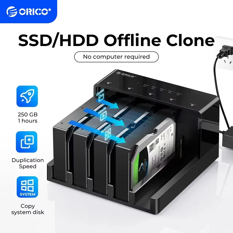 ORICO 5 Bay USB 3.0 to SATA 2.5/3.5 Inch HDD Docking Station Hard Drive Enclosure with Offline Clone HDD Case Plug and Play