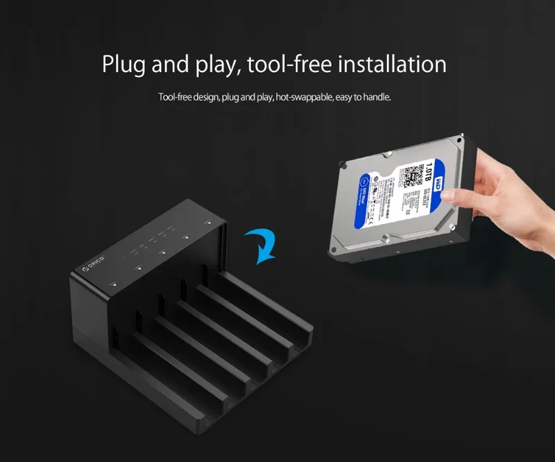 ORICO 5 Bay USB 3.0 to SATA 2.5/3.5 Inch HDD Docking Station Hard Drive Enclosure with Offline Clone HDD Case Plug and Play