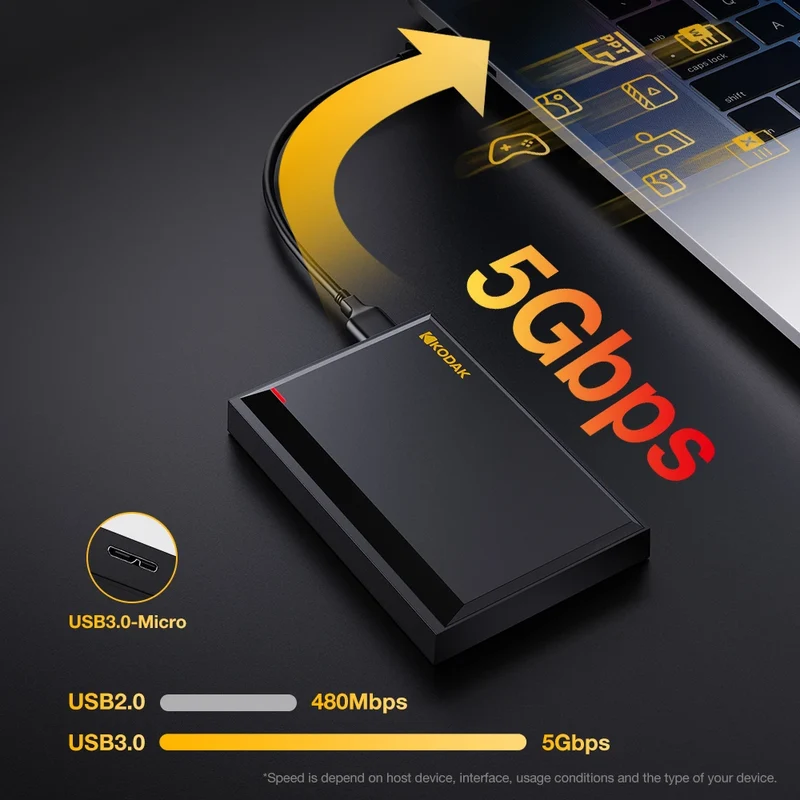 KODAK P190 Portable External Hard Drive 500GB 1TB USB 3.0 HDD Mechanical Mobile Disk for PC Laptop Gaming Storage