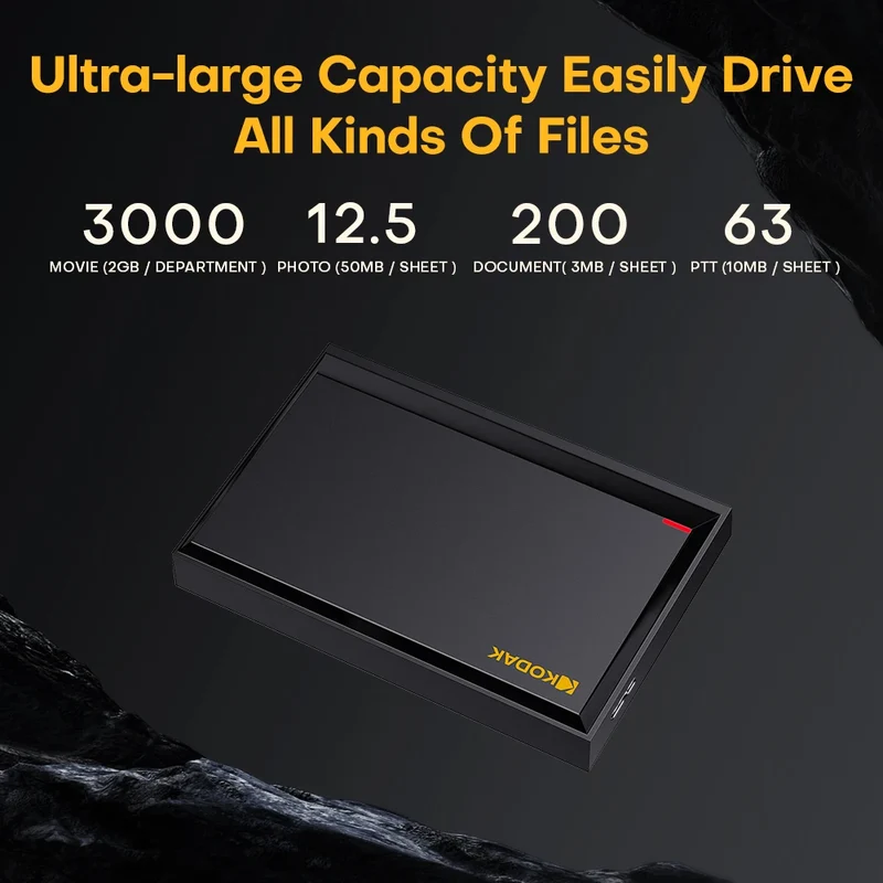 KODAK P190 Portable External Hard Drive 500GB 1TB USB 3.0 HDD Mechanical Mobile Disk for PC Laptop Gaming Storage