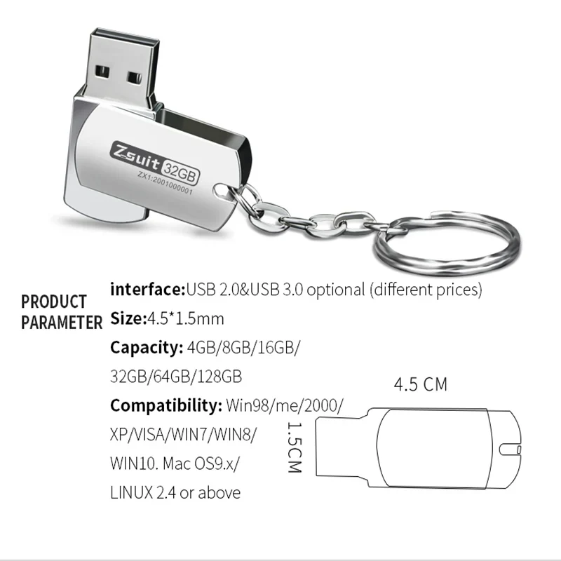 (over 10pcs Free Logo)Metal Flash Drive 4G 8G 32G Pendrive 64gb High Speed Memoria Usb Stick Waterproof Usb Pen Drives 1pcs 128g