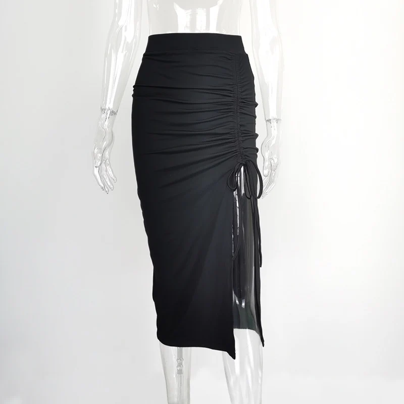European and American Cross-border Fashion Women's Clothing 2022 Independent Station Summer Hot Season New High Waist Split Slim Fold Skirt