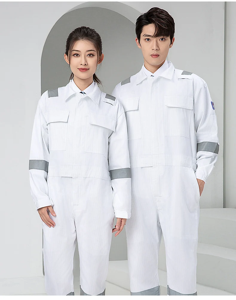 Marine Crew Reflective Strip Pure Cotton Overalls Long-sleeved Men's Summer Wear-resistant Electric Welding Shipyard Workshop Labor Insurance Clothing