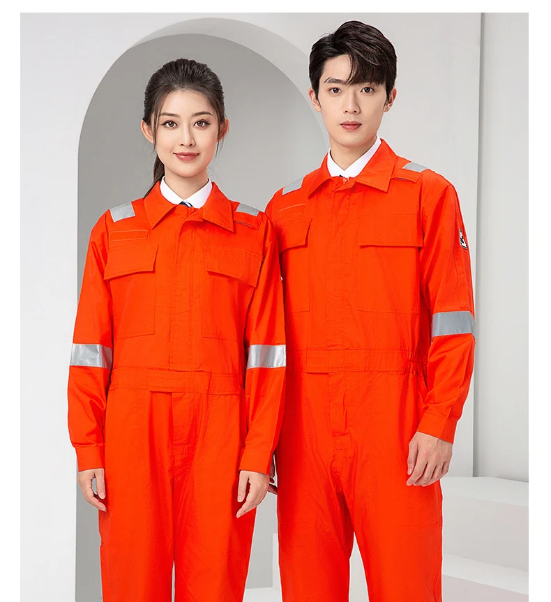 Marine Crew Reflective Strip Pure Cotton Overalls Long-sleeved Men's Summer Wear-resistant Electric Welding Shipyard Workshop Labor Insurance Clothing
