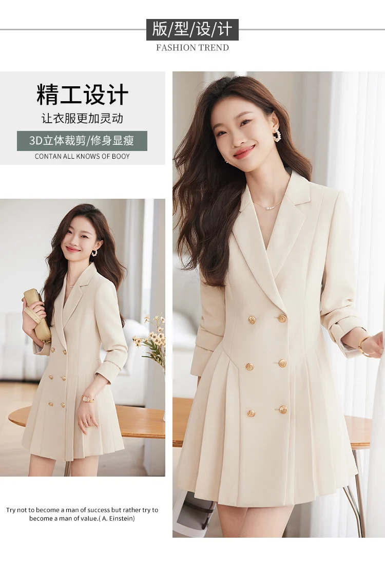 French Hepburn Style Small Black Dress High Sense High Cold Royal Sister Fried Street Small Fragrance Style Pleated Professional Suit dress Summer