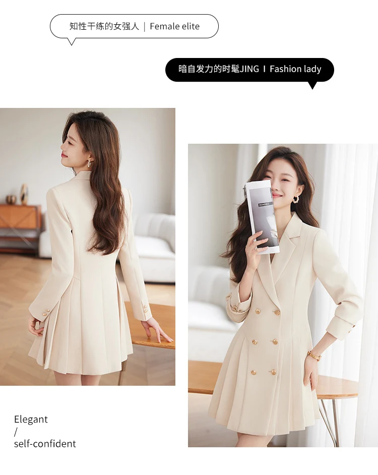 French Hepburn Style Small Black Dress High Sense High Cold Royal Sister Fried Street Small Fragrance Style Pleated Professional Suit dress Summer