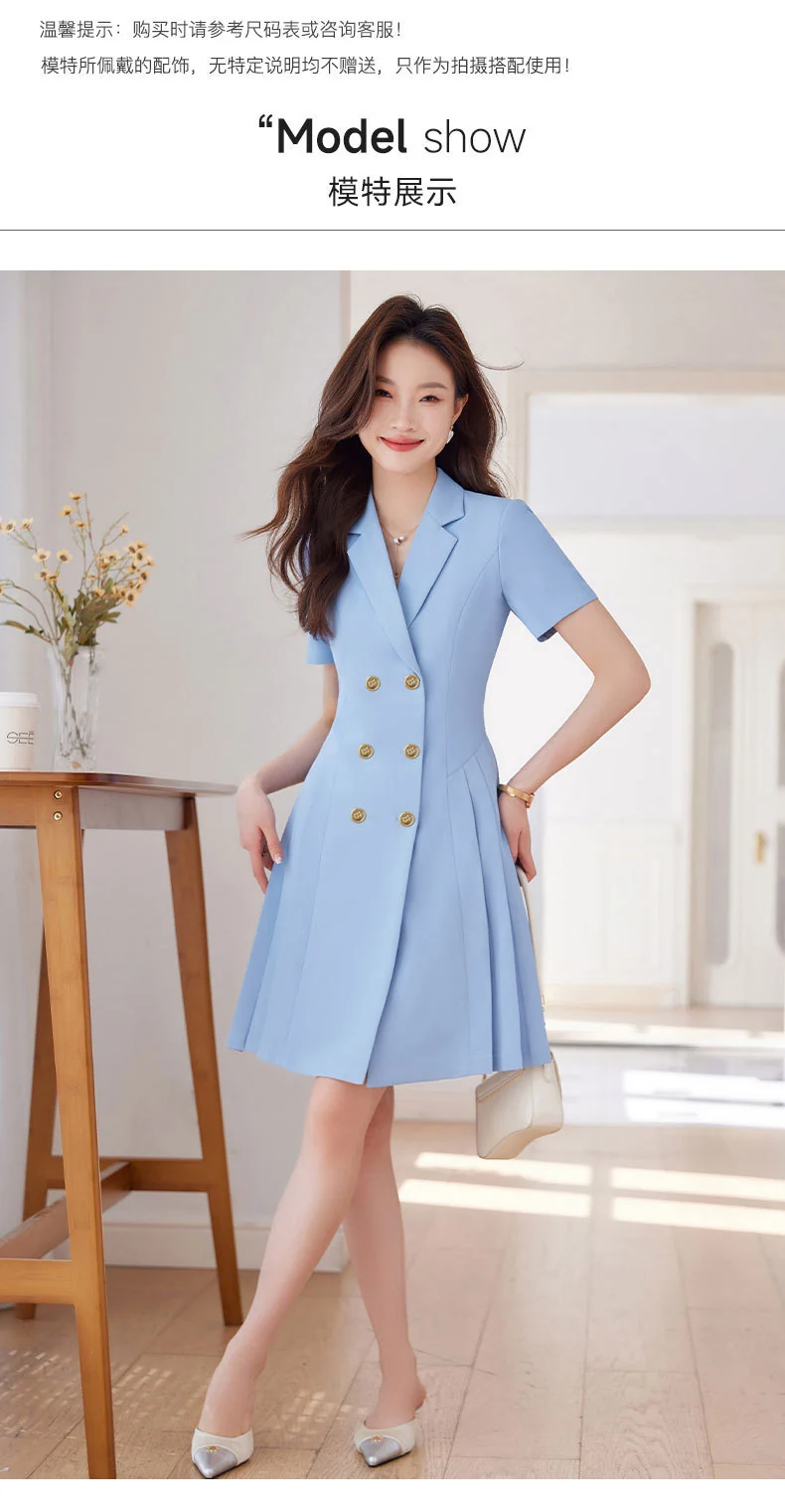 French Hepburn Style Small Black Dress High Sense High Cold Royal Sister Fried Street Small Fragrance Style Pleated Professional Suit dress Summer