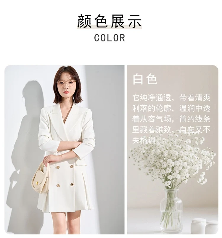 French Hepburn Style Small Black Dress High Sense High Cold Royal Sister Fried Street Small Fragrance Style Pleated Professional Suit dress Summer