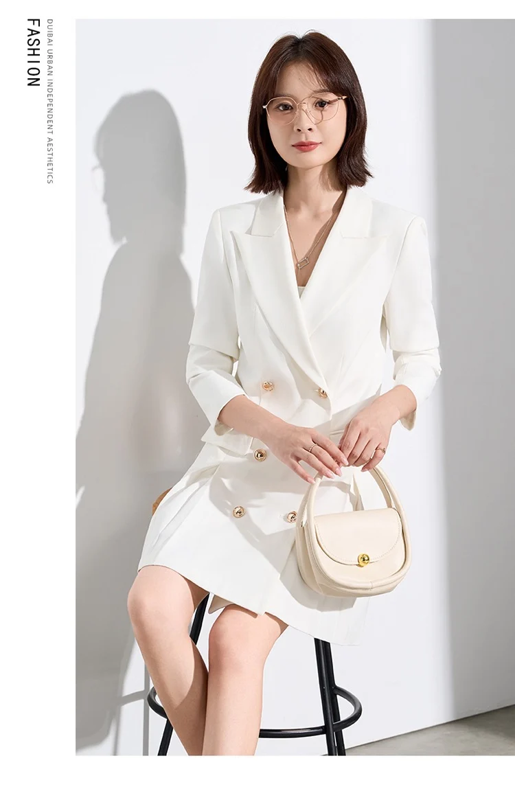 French Hepburn Style Small Black Dress High Sense High Cold Royal Sister Fried Street Small Fragrance Style Pleated Professional Suit dress Summer