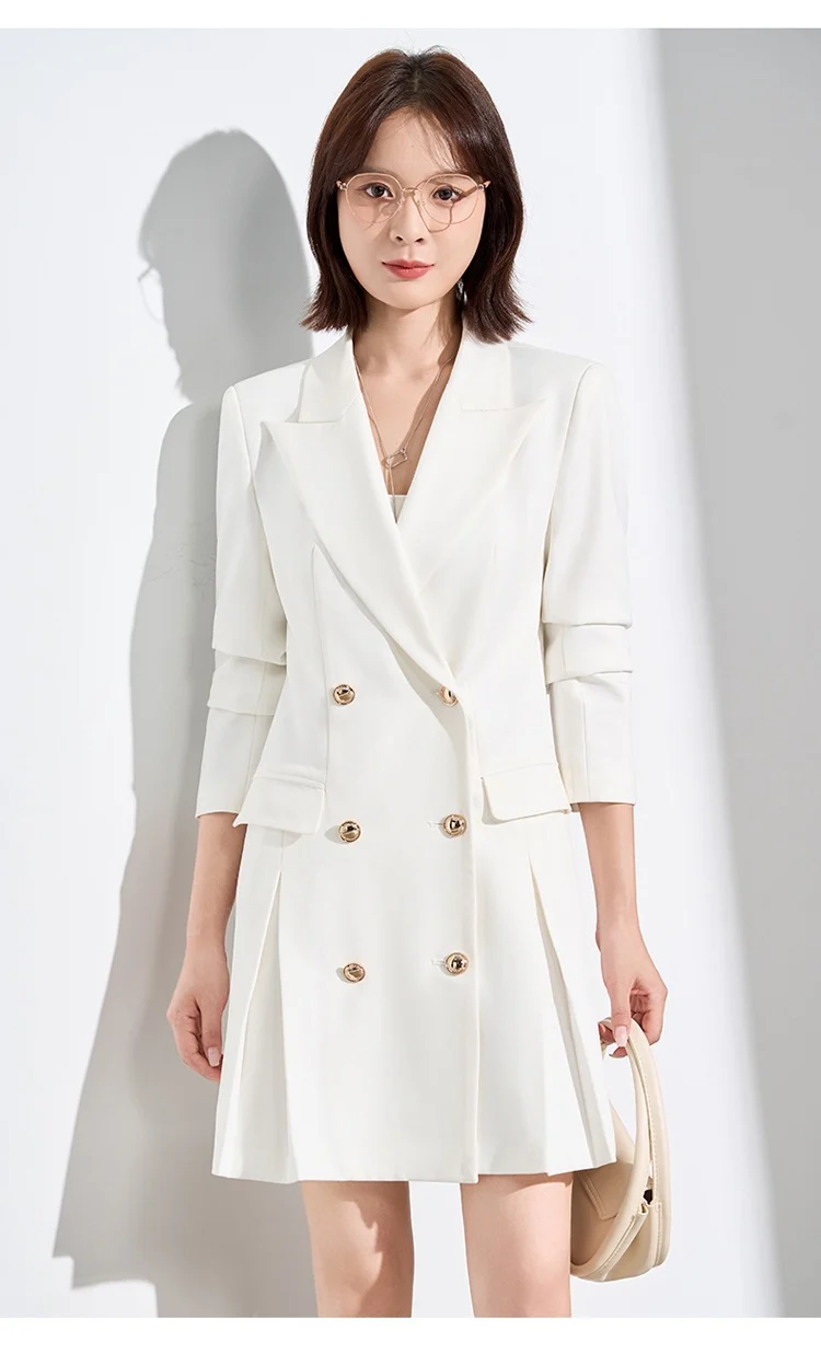 French Hepburn Style Small Black Dress High Sense High Cold Royal Sister Fried Street Small Fragrance Style Pleated Professional Suit dress Summer