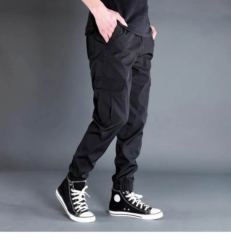 Ice Silk Crock Pants Men's Leg-tipped Summer Thin Casual Pants Loose plus size Quick-drying Pants Fashion Brand Sports Pants