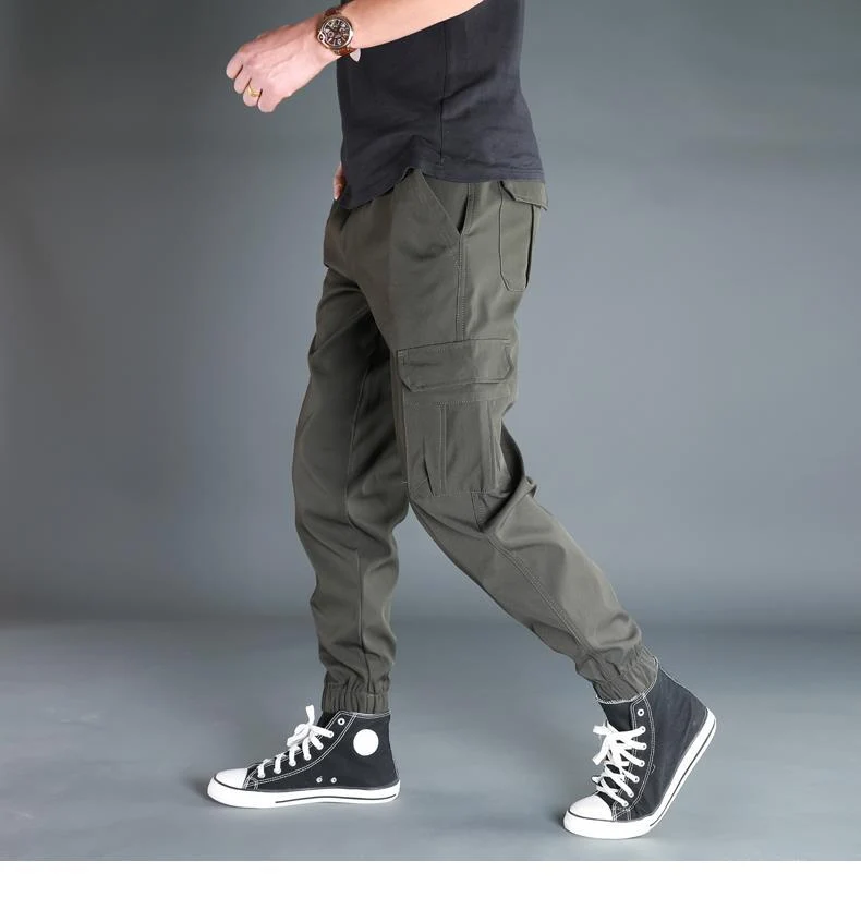 Ice Silk Crock Pants Men's Leg-tipped Summer Thin Casual Pants Loose plus size Quick-drying Pants Fashion Brand Sports Pants