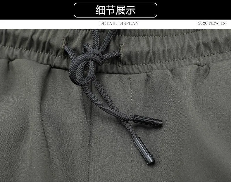 Ice Silk Crock Pants Men's Leg-tipped Summer Thin Casual Pants Loose plus size Quick-drying Pants Fashion Brand Sports Pants