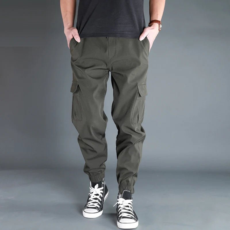 Ice Silk Crock Pants Men's Leg-tipped Summer Thin Casual Pants Loose plus size Quick-drying Pants Fashion Brand Sports Pants