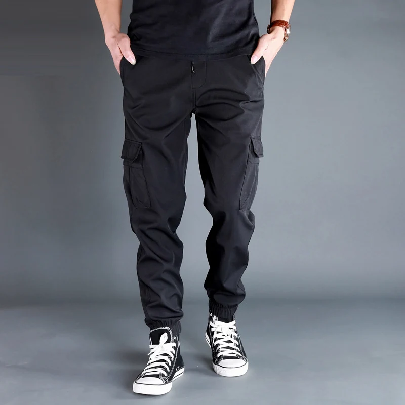 Ice Silk Crock Pants Men's Leg-tipped Summer Thin Casual Pants Loose plus size Quick-drying Pants Fashion Brand Sports Pants