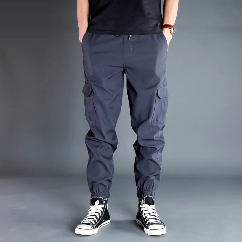 Ice Silk Crock Pants Men's Leg-tipped Summer Thin Casual Pants Loose plus size Quick-drying Pants Fashion Brand Sports Pants