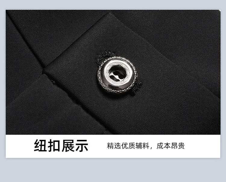 Wholesale Tiger Head Embroidered Stretch Pants Men's Casual Long Pants Men's Black Thin Straight Business Dress Pants