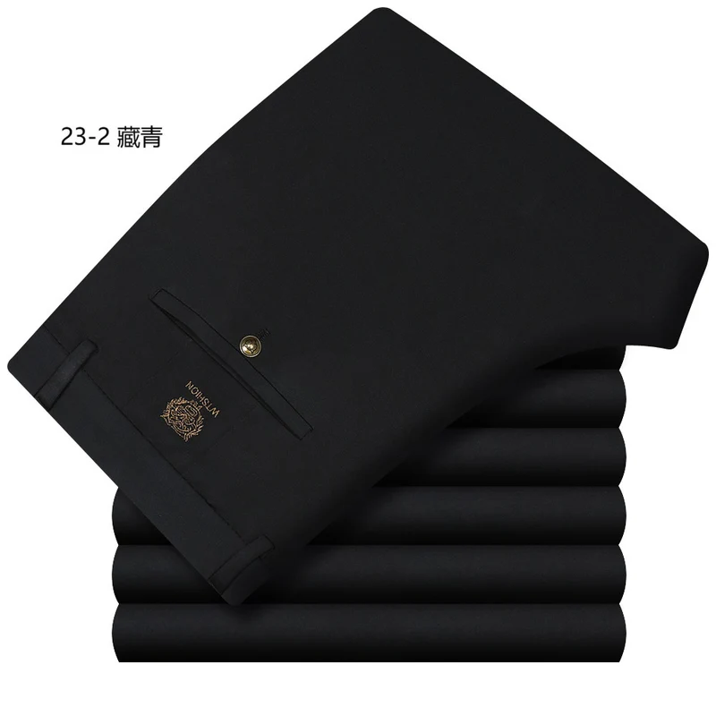 Wholesale Tiger Head Embroidered Stretch Pants Men's Casual Long Pants Men's Black Thin Straight Business Dress Pants