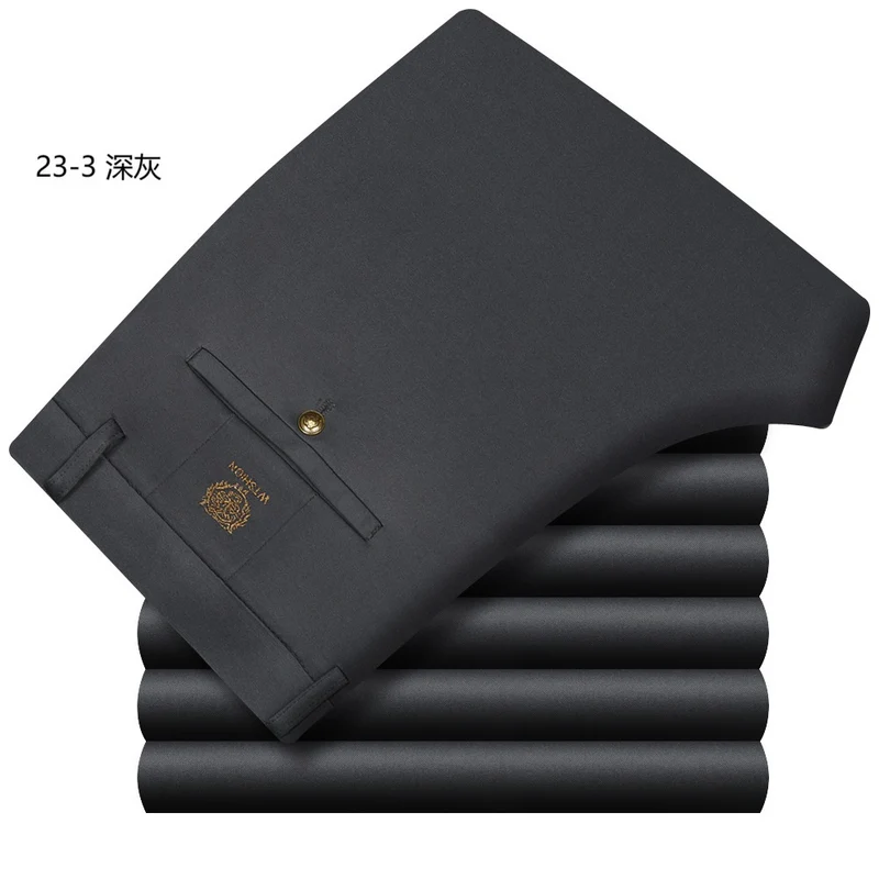 Wholesale Tiger Head Embroidered Stretch Pants Men's Casual Long Pants Men's Black Thin Straight Business Dress Pants