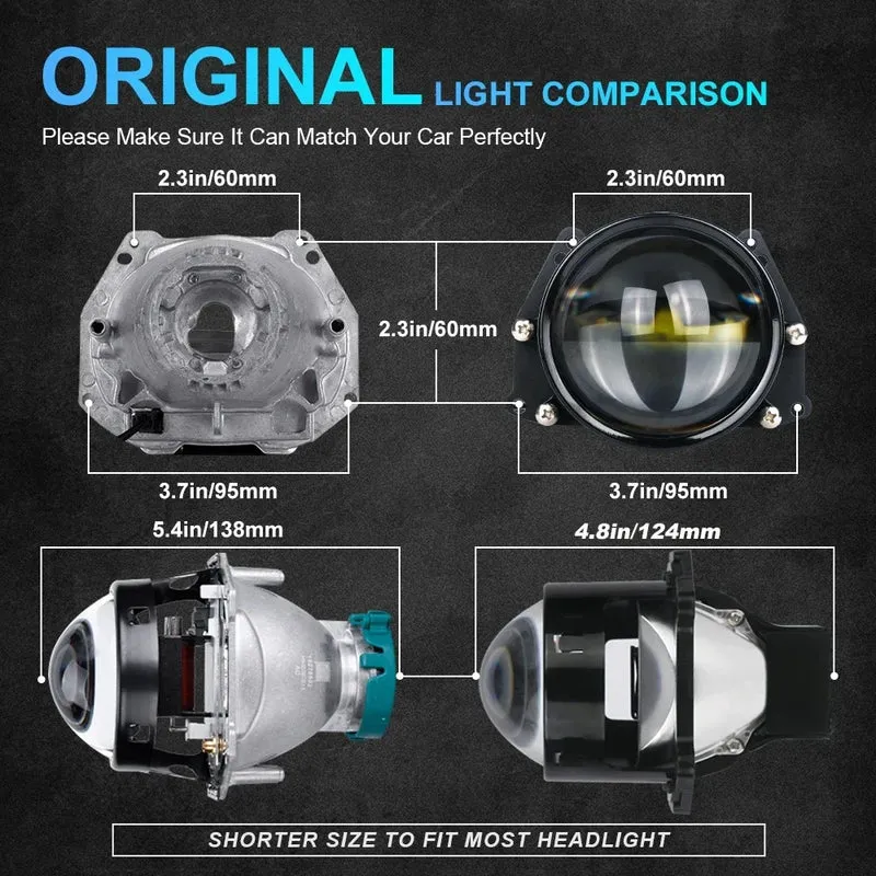 2PCS 3 Inch Bi LED Projector Headlights Lenses for Hella LED Lights Projector 130W 60000LM Diode Headlamp Car Accessories