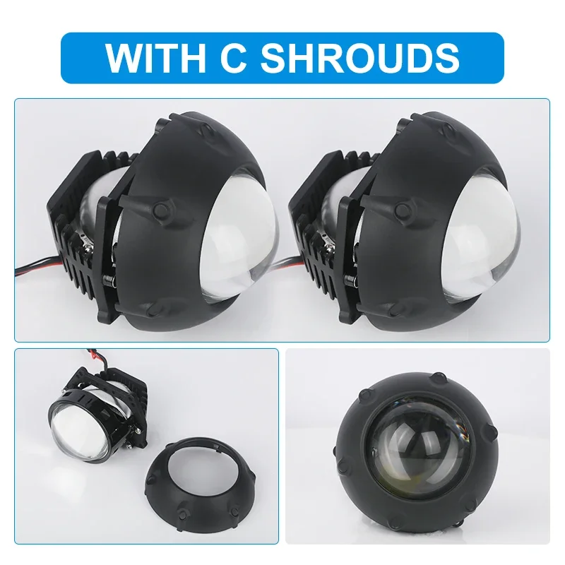 2PCS 3 Inch Bi LED Projector Headlights Lenses for Hella LED Lights Projector 130W 60000LM Diode Headlamp Car Accessories