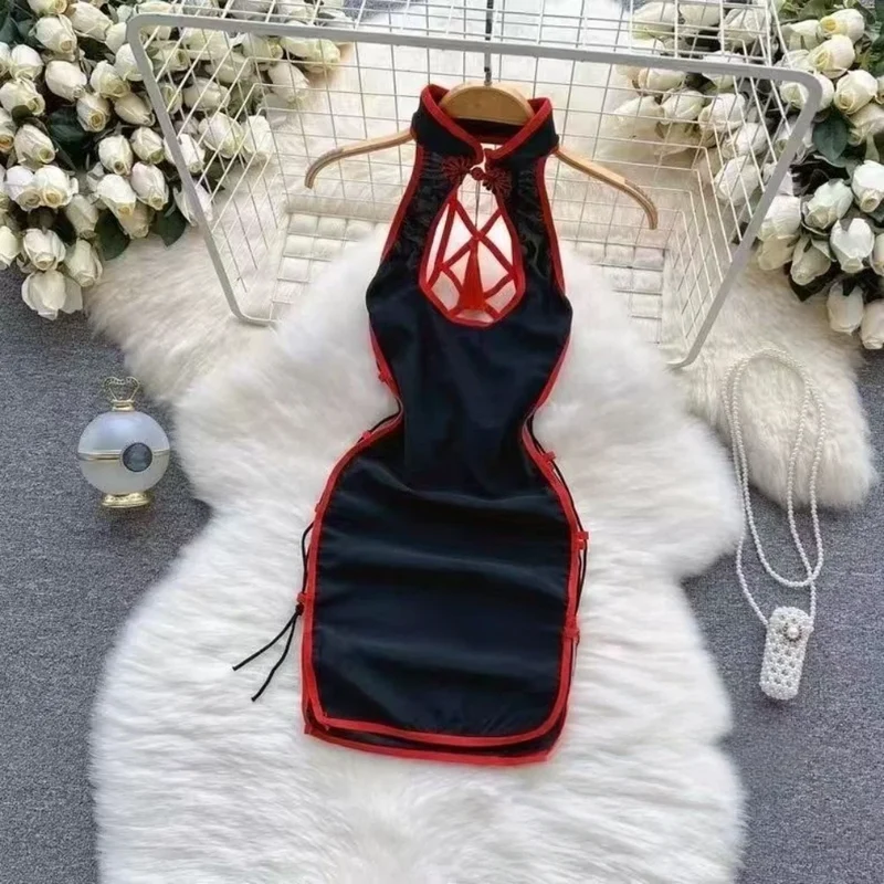 Woman Plus Size Sexy V-Neck Strap Dress Lace Trim Slim Short Dress Women Fashion Comfortable Dress Party Hotsweet