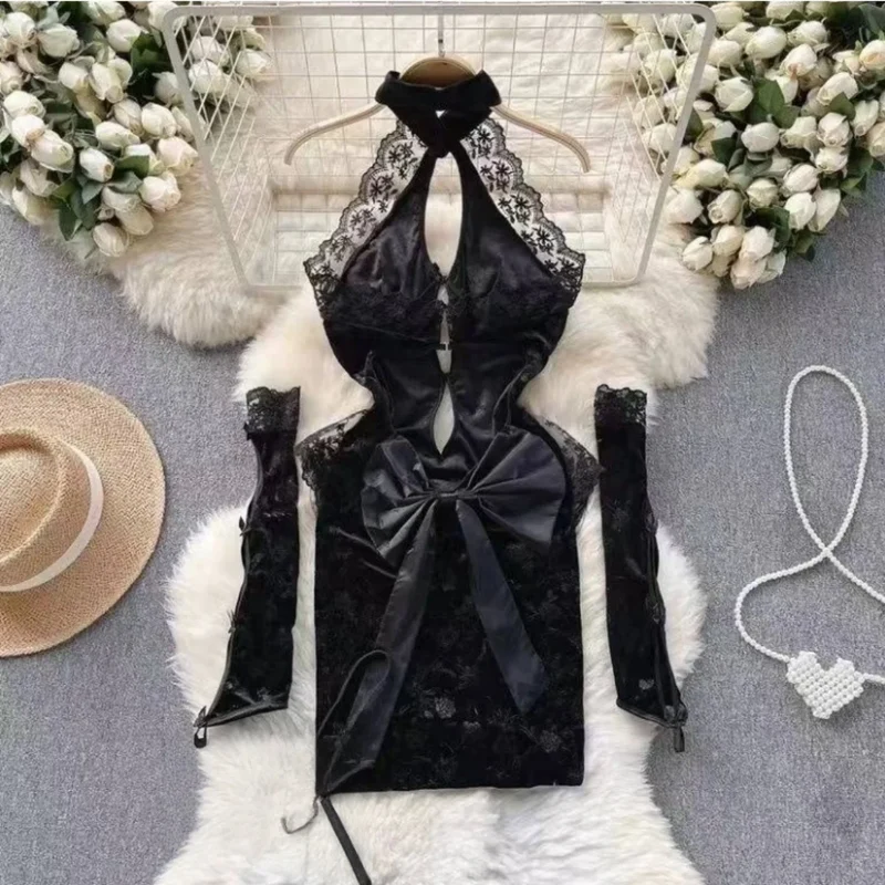 Woman Plus Size Sexy V-Neck Strap Dress Lace Trim Slim Short Dress Women Fashion Comfortable Dress Party Hotsweet