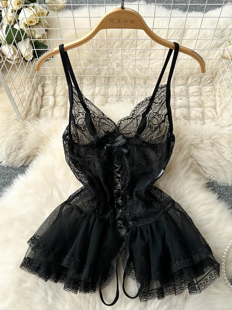 Woman Plus Size Sexy V-Neck Strap Dress Lace Trim Slim Short Dress Women Fashion Comfortable Dress Party Hotsweet