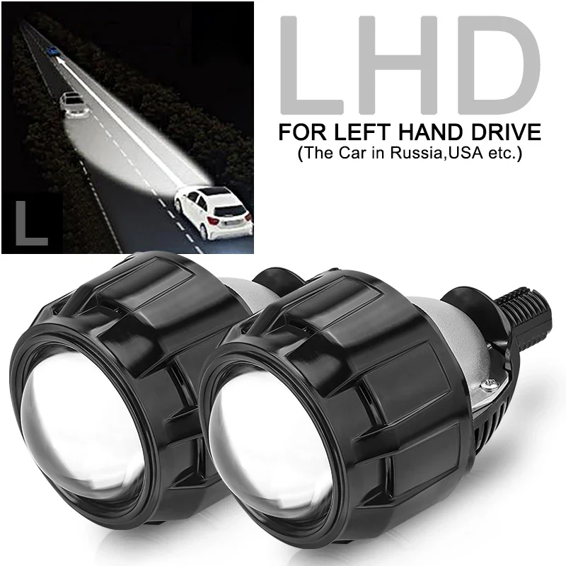 H4 H7 Bi LED Projector Lens 2.5 Inch LED Lights for H4 H7 9005 HB3 9006 HB4 Car Headlight Bulb Hi/Low Beam Retrofit Car Styling