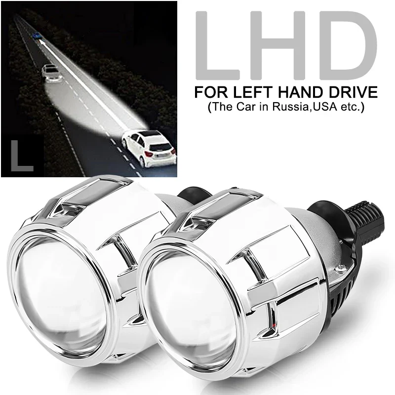 H4 H7 Bi LED Projector Lens 2.5 Inch LED Lights for H4 H7 9005 HB3 9006 HB4 Car Headlight Bulb Hi/Low Beam Retrofit Car Styling