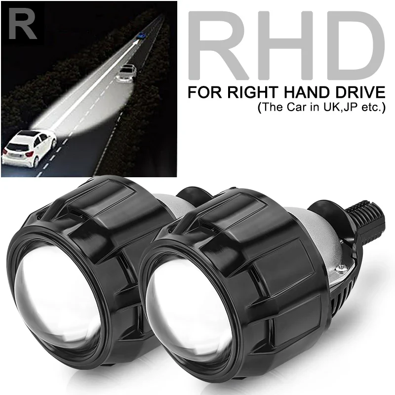 H4 H7 Bi LED Projector Lens 2.5 Inch LED Lights for H4 H7 9005 HB3 9006 HB4 Car Headlight Bulb Hi/Low Beam Retrofit Car Styling