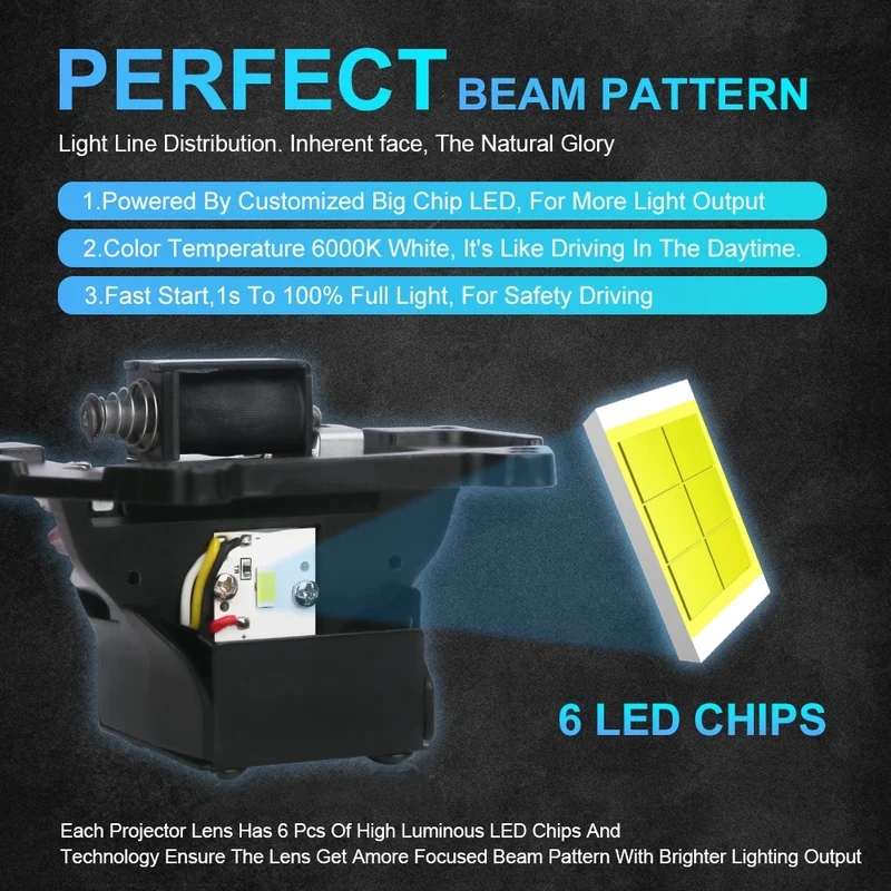 2PCS 3 Inch Bi LED Projector Headlights Lenses for Hella LED Lights Projector 3000W 32000000LM Diode Headlamp Car Accessories