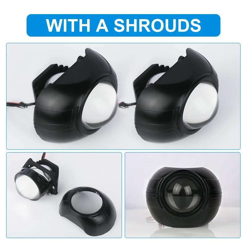 2PCS 3 Inch Bi LED Projector Headlights Lenses for Hella LED Lights Projector 3000W 32000000LM Diode Headlamp Car Accessories
