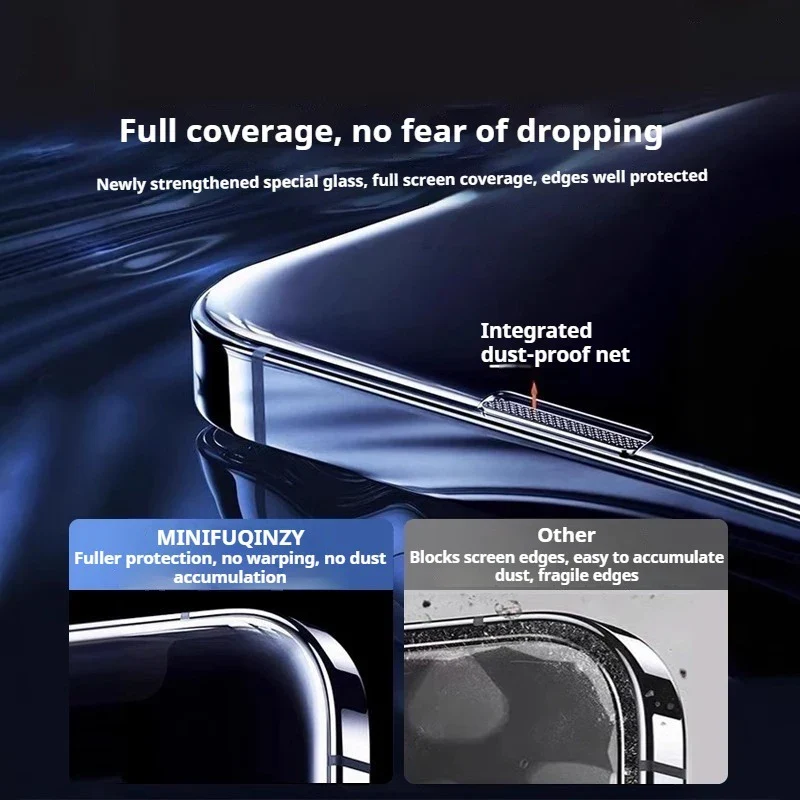 Cut Edge Anti Dust Mesh 0.5mm Privacy Tempered Glass For iPhone 17 15 16 Pro Max Screen Protector 17 Air Plus Luxury Full Cover