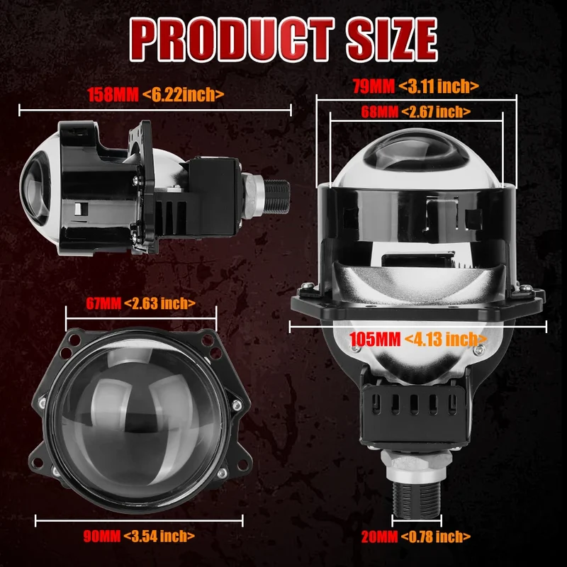 3.0 Inch Bi LED Projector Hella Lenses H4 H7 9005 9006 Car Headlight Bulbs Retrofit Kits Angel Eyes Halo Lights WHITE DRL 120W