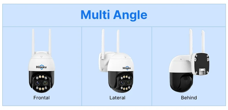 Hiseeu 4K 8MP Dual Lens PTZ Wifi IP Camera 8X Zoom Outdoor HD Full Color Night Vision Human Detection Video Surveillance Cameras