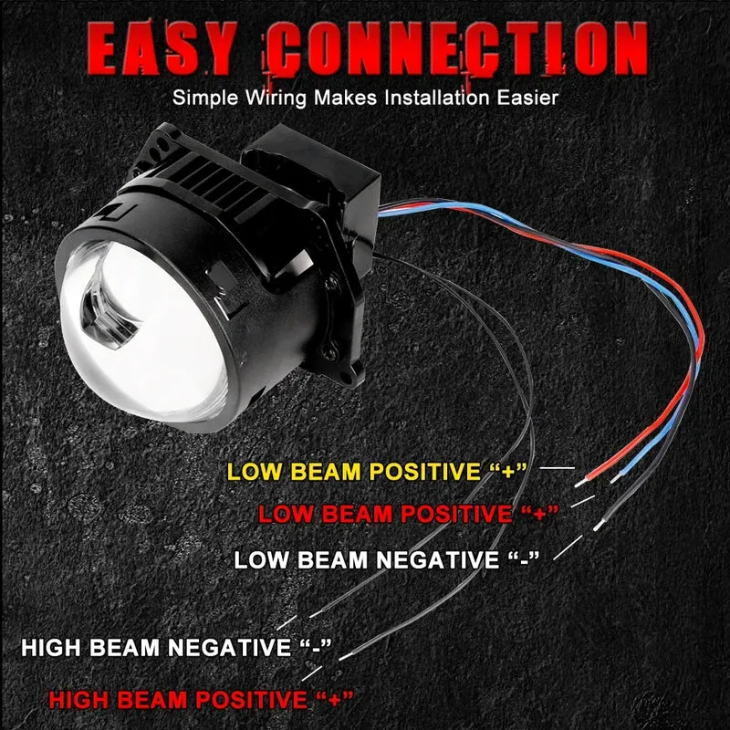 Riderspark 3 Inch Bi LED Projector Headlights Lenses Hella Laser LED Lights 160W 60000LM Headlamp Car Accessories RHD LHD Spot