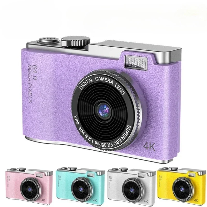 Digital Camera 4K HD Kid Camera 48MP Autofocus Vlogging Camera 2.4 Inch Retro Fashion Portable Video Camcorder for Beginners