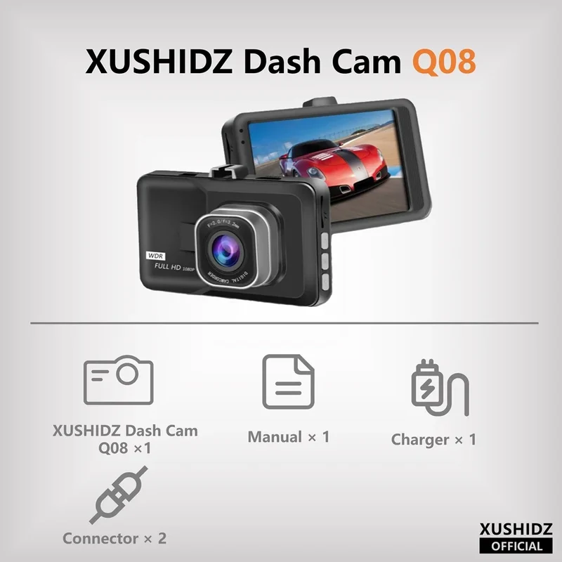 XUSHIDZ NEW 1080P HD Dash Camera Loop Recording Car Vehicle DVR Video Recorder Dashcam Night Vision 24h Parking Monitor G-sensor