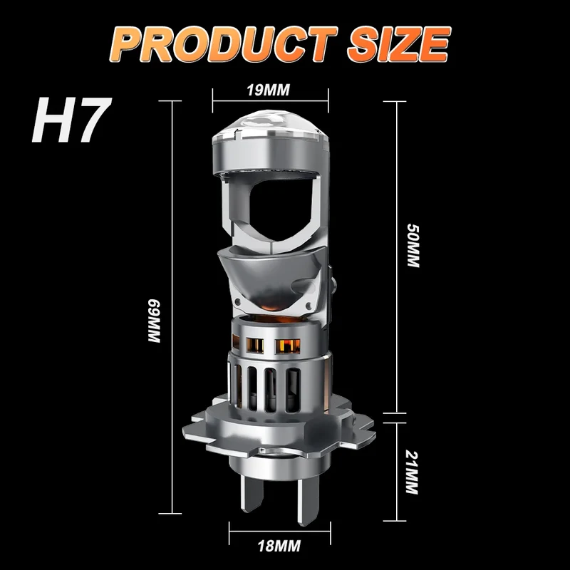 New H4 H7 LED Projector Lens Headlight 5500000LM Wireless Plug And Play CANBUS Car Lights 1:1 Design 800% Brightness Headlamp